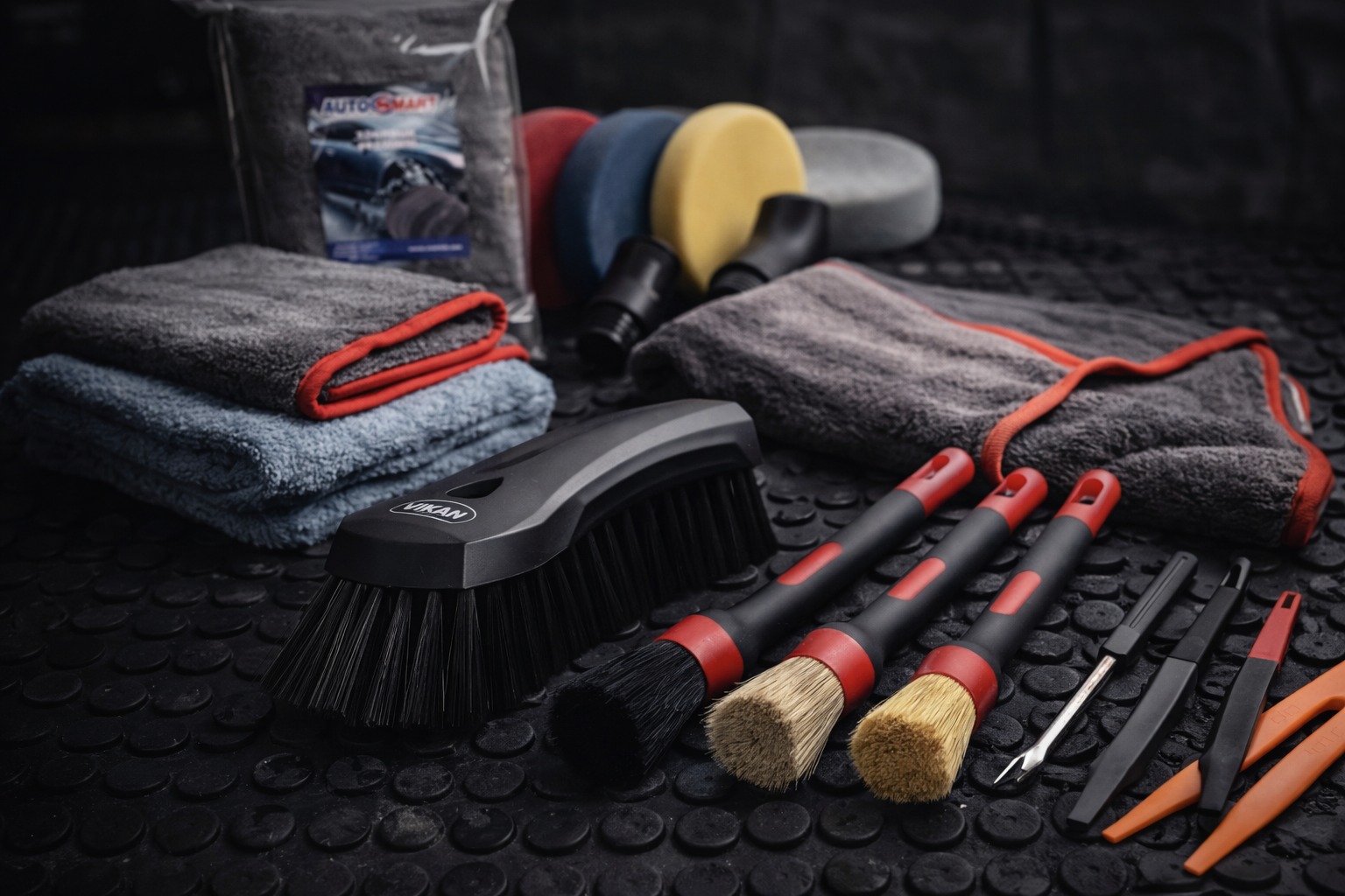 Tillbehör för bildetaljering - dukar, borstar och verktyg